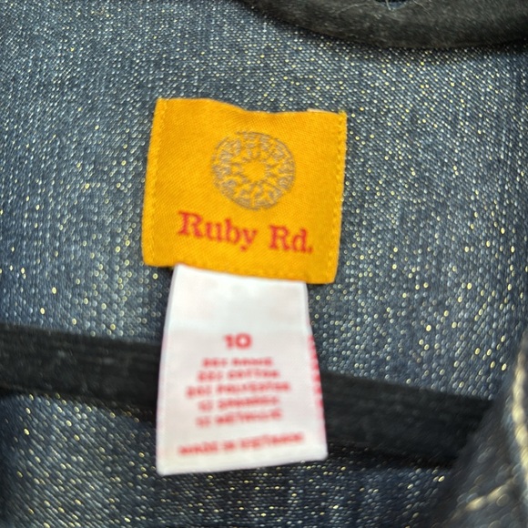 Ruby Rd. Blue Denim Jacket with Gold Accents - Picture 3 of 6